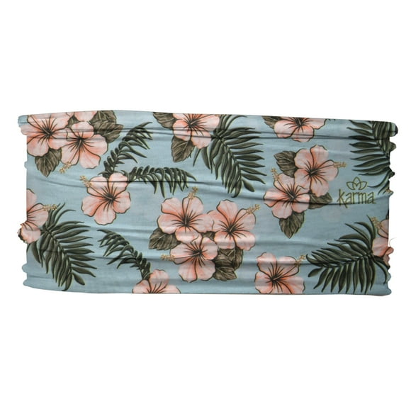 Karma Bandeau Hibiscus pour Femmes - Fin - Bandeau en Tissu et Foulard Extensible - Bleu Clair