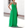 thumbnail image 3 of Yunliwuli Women Summer Casual Long Dress Solid Color Tie-Up Halter Neck Sleeveless Dress Beach Holiday Backless Dress, 3 of 10