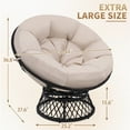 thumbnail image 3 of LOGYAT 46" Oversized Rattan Papasan Chair with Cushion, 360° Swivel, Waterproof & Sturdy Frame, Comfortable Chair for Adults, for Indoor, Bedroom, Black Frame with Beige Cushion, 3 of 4