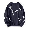 thumbnail image 6 of Women Tops Women's Long Sleeve Sweatshirt Casual Crewneck Loose Fit Pullover Fleece Tops, Bow Print Fall Winter Fashion with Soft Fabric for Comfortable Wear,Navy,M, 6 of 6