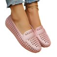 thumbnail image 4 of Willtoo Women's Hollow Out Flat Jelly Sandals, Solid Color Round Toe PVC Slip On Shoes, Casual Summer Beach Sandals, 4 of 6