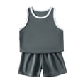 thumbnail image 2 of GiLiling Kids 2 Piece Basketball Uniform Set Performance Jersey and Shorts with White Trim Quick Dry Sports Outfit (Grey, 11-12 Years), 2 of 9
