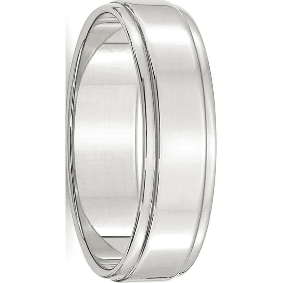 Bague Plate en Argent Sterling 6 mm avec Bord à Gradins, Taille 10