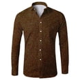 thumbnail image 3 of XIAOCHA Men's Sparkly Party Shirt Collared Long Sleeve Button Up Glitter Print Blouse Eye-Catching Casual Going Out Top, 3 of 4