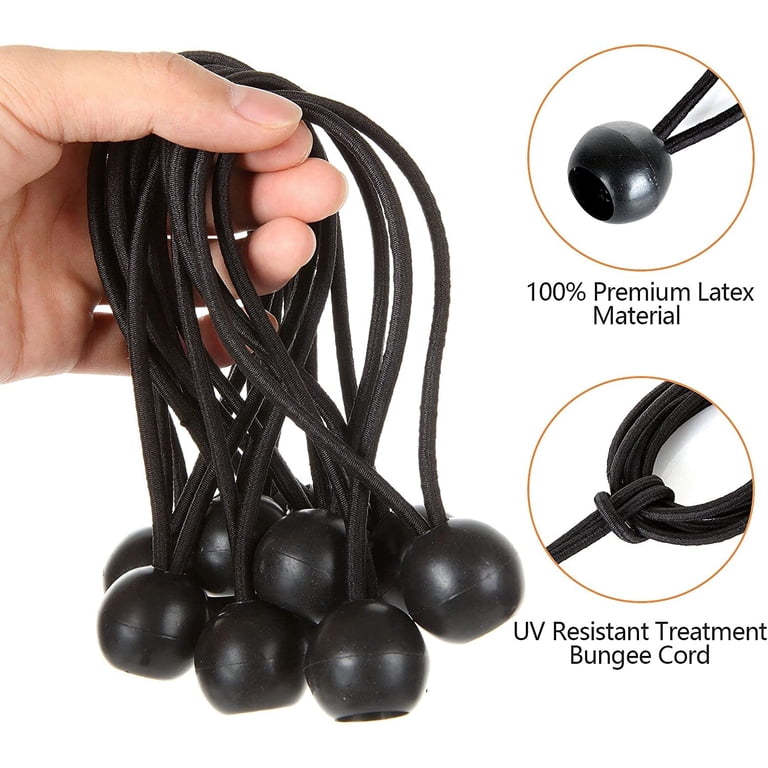 Tarp Ball Bungee Cords 6 Inch,100 PCS Tarp Bungee Balls Ties Heavy Duty Canopy Tarp Tie Down Ball For Camping,Shelter,Cargo,Tent Poles With UV