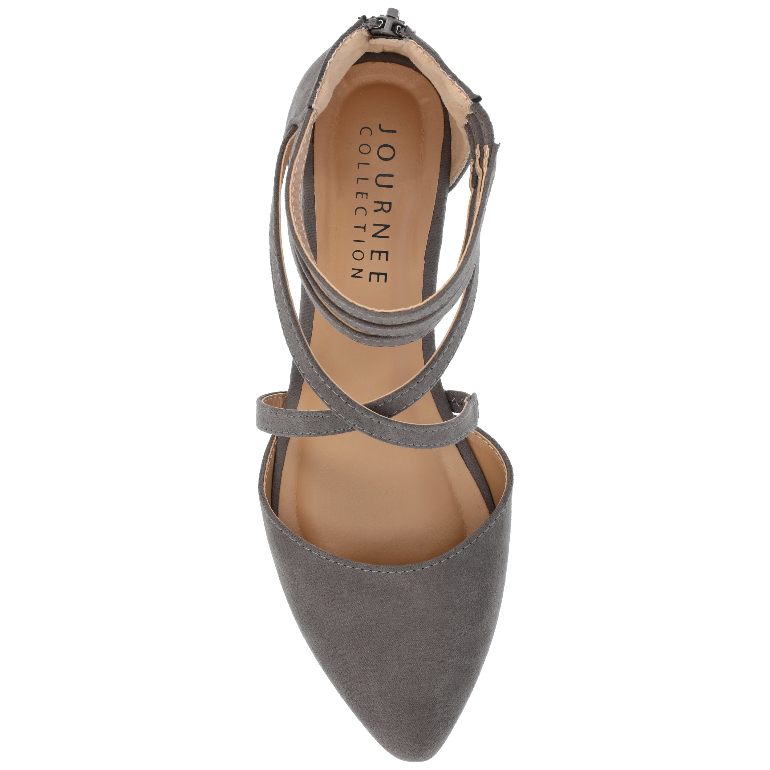 Journee Womens Marlee Back Heel Zip Pointed Toe Cage Flats
