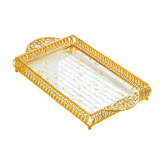 WeiLaiKeQi Serving Tray with Handle Storage Organizer Countertop Fruit Tray Vanity Tray M