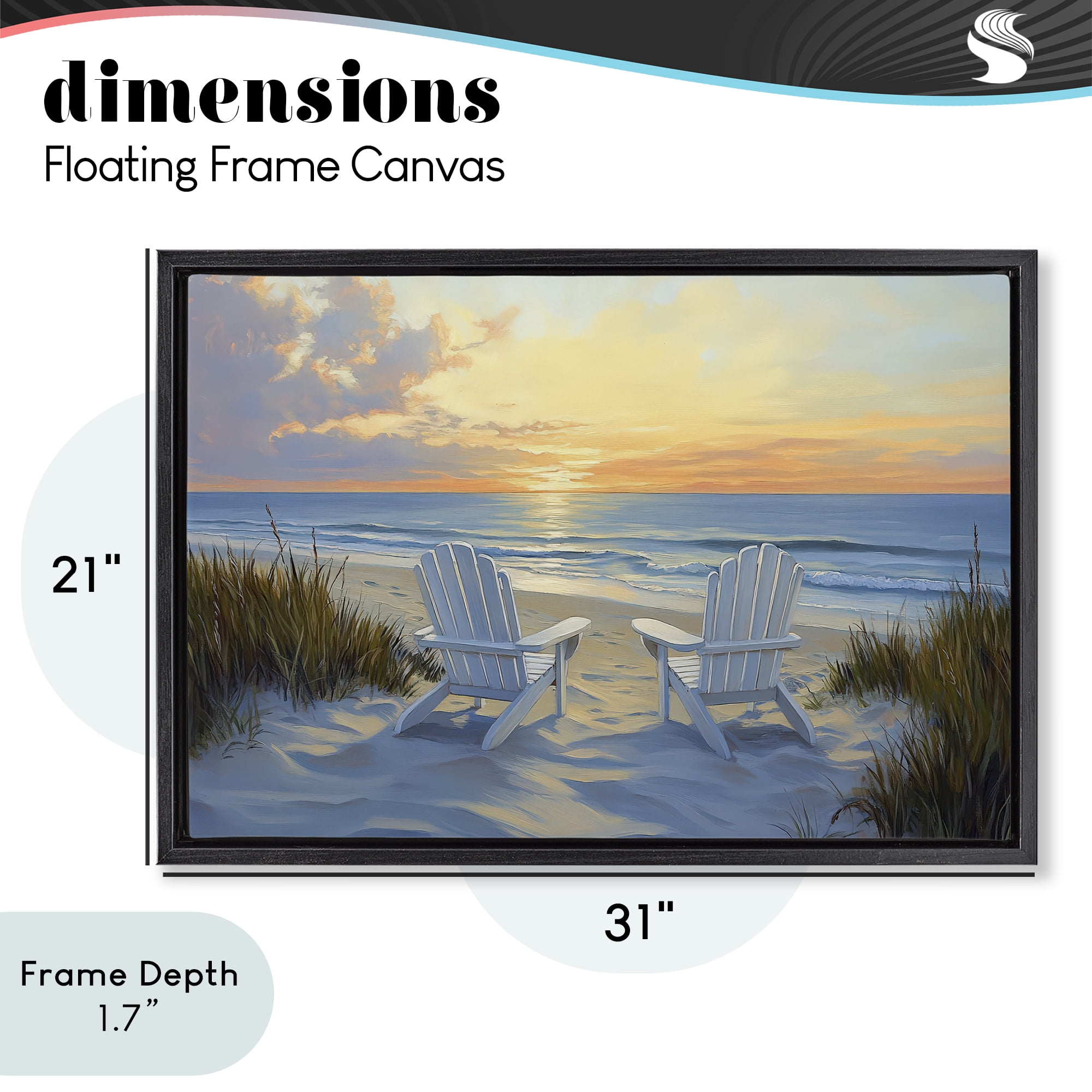 Stupell Industries Calm Beach Sunset Overlook Black Framed Floater Canvas Wall Art, design by Petal Prints Design