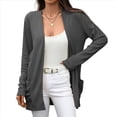 thumbnail image 2 of Suéter de Punto con Capucha y Mangas Largas Abiertas para Mujer 2025, Prenda Exterior Tipo Cárdigan Gris Oscuro XXL, 2 of 10