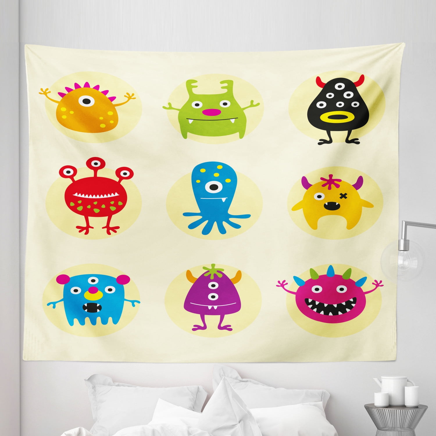 Alien Tapestry, Colorful Monsters Extraterrestrial Beings Illustration ...