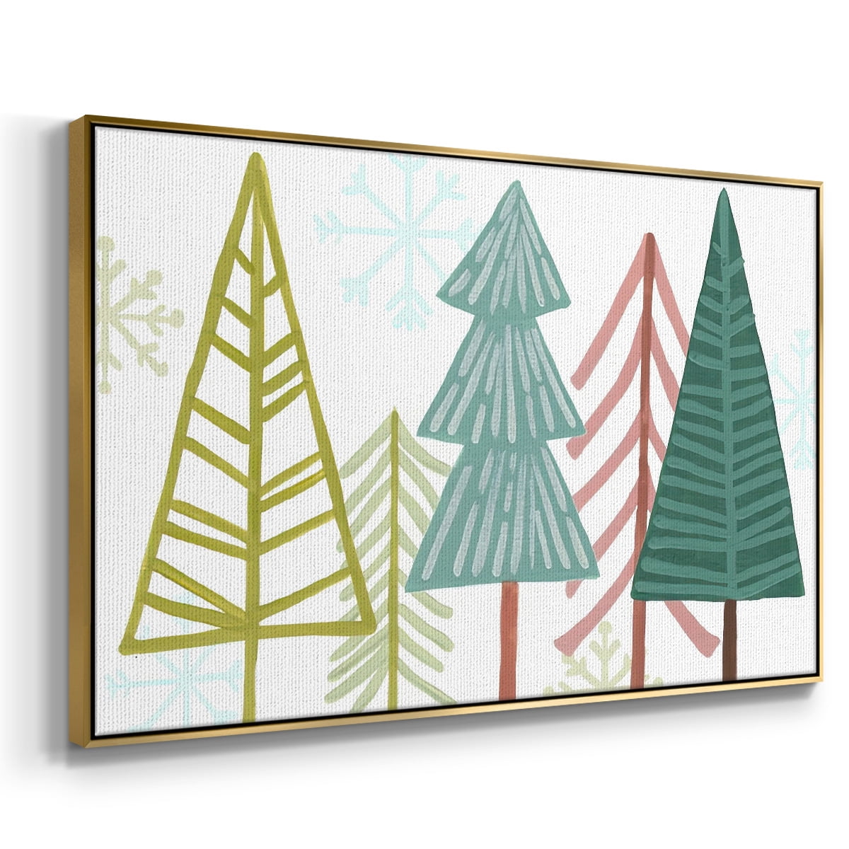 Modern Holiday Collection A - Framed Gallery Wrapped Holiday Canvas - 25 x 37 - Gold Frame