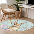 thumbnail image 4 of Round Rugs 3.3Ft, Easter Round Area Rug Washable Indoor Throw Carpet, Spring Rabbit Eggs Flowers Leaf Green Wooden Plank Soft Non Slip Circle Rug for Laundry Room Patio Home Decor Aesthetic, 4 of 8