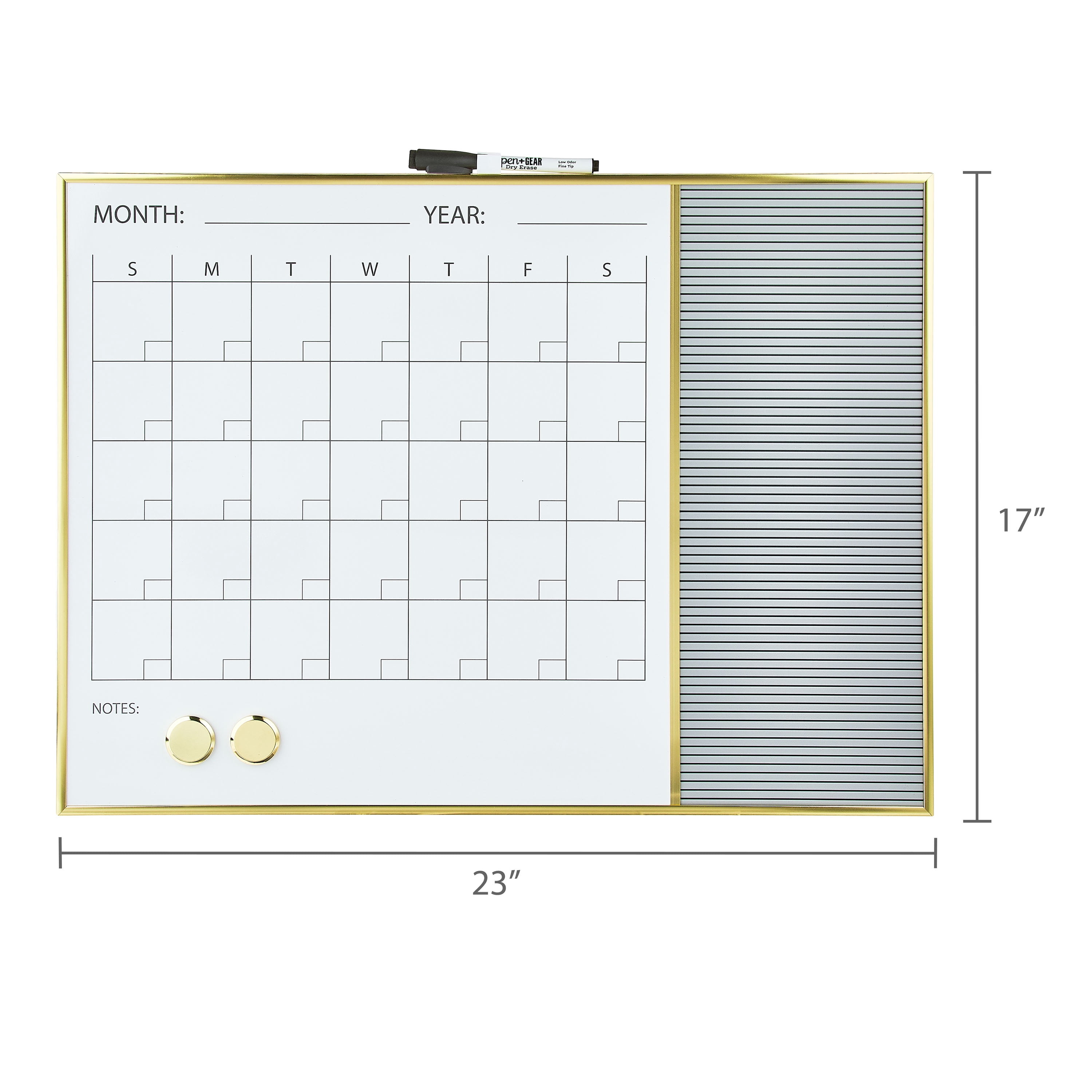 Pen+Gear Magnetic Dry Erase Monthly Wall Calendar and Letter Board, 17" x 23"
