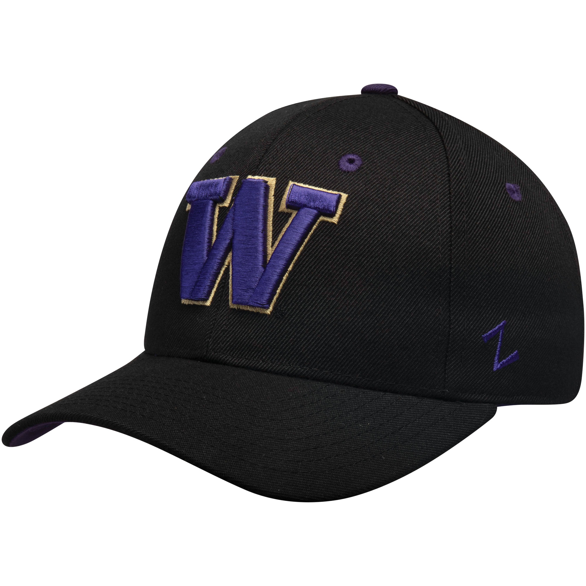 Washington Huskies Zephyr Fitted Hat Black