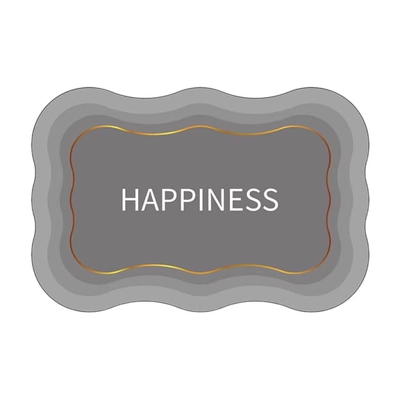 Btomtd Diatom Mud "Happiness" Bath Mat, Non Slip Bathroom Floor Mat for Home, Toilet & Entryway, Absorbent Quick Dry Bathroom Rugs, 16" x 24", Gray