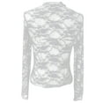 thumbnail image 6 of White Young Adult Tops Women's Spring Solid Color High Collar Lace Ear Edge Slim Fit Long Sleeve Top Going Out Tops for Women, 6 of 6
