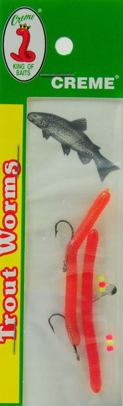 (4 pack) Creme 2.2" Trout Worm Rig Lure, Red