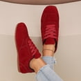 thumbnail image 5 of Domzle Women Faux Suede Lace-Up Fashion Sneakers Non Slip Tennis Sneaker Shoes Comfortable Athletic Sneakers Lightweight Walking Shoes Red, 5 of 5