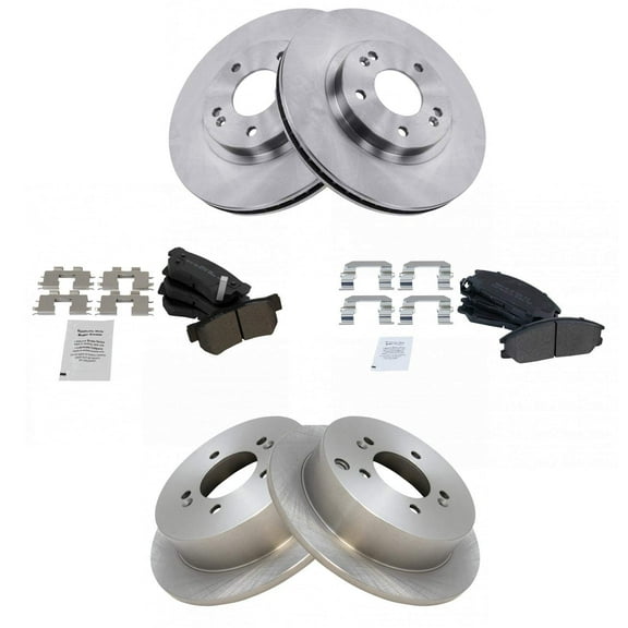 TRQ Brake Pad & Rotor Kit Metallic Front & Rear Fits Select 01-06 Santa Fe