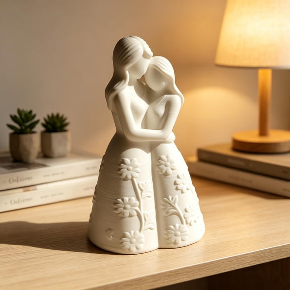 Shelf Decorations for Living Room Home Decor for Living Room Mother Daughter Embossed Figurine Decor for Fireplace Mantel Tabletop Accent for Valentines Day Gift