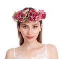 thumbnail image 3 of Rose Crown Flower Garland Headband Hair Garland Floral Headdress Halo Bohemian Party Wedding, 3 of 12