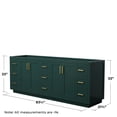 thumbnail image 4 of Wyndham Collection Miranda 84" No Sink Wood Double Bathroom Vanity in Green/Gold, 4 of 5