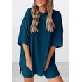 thumbnail image 3 of PRETTYGARDEN Women's Two Piece Lounge Set Summer Casual Oversized Shirts Biker Shorts Matching Airport Travel Outfit, 3 of 7