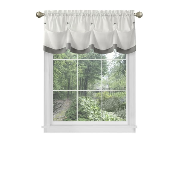 Achim Lana Indoor Polyester Light Filtering Solid Valance, Grey, 58-in W x 14-in L