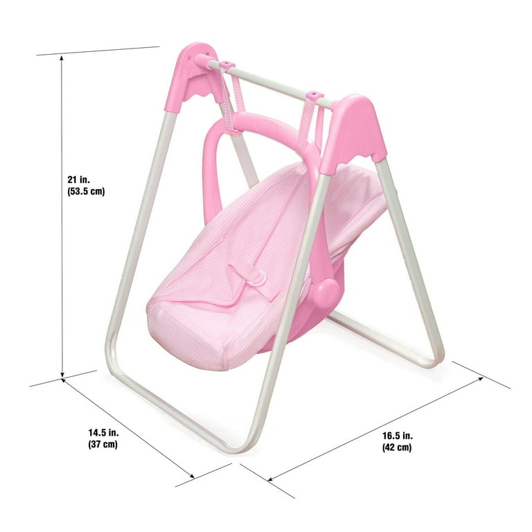 Doll Swing with Portable Carrier Seat - Pink/Gingham - Walmart.com