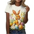 thumbnail image 2 of Ounisa Womens Short Sleeve Tops Crew Neck Easter Bunny Printed Cotton Blend Loose Fit 2026 Spring Summer Holiday Casual Comfortable Trendy Plus Size Tees S-2XL, 2 of 4