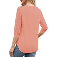 thumbnail image 5 of Summer Savings Akafmk 3/4 Sleeve Shirts for Women, Summer Womens Pleated Front Tunic Tops,Casual Loose Solid Color V-neck Lace Quarter Sleeve Top, 5 of 5