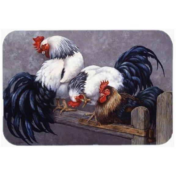 Roosters Roosting Glass Large Cutting Board