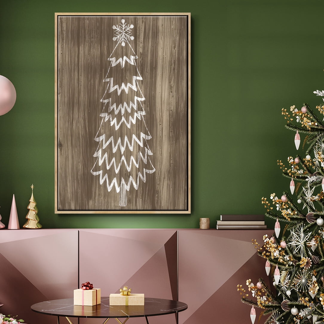 Barnwood Wonderland VIII - Framed Gallery Wrapped Holiday Canvas - 27 x 41 - Natural Wood Frame