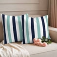 thumbnail image 3 of Pack of 2 Outdoor Pillow Covers 16x16 Inch Waterproof Turquoise Navy Blue Striped Throw Pillow Covers,Decorative Couch Pillow Case Sham Farmhouse Stripe Art Patio Garden Pillowcases Cushion Covers, 3 of 8