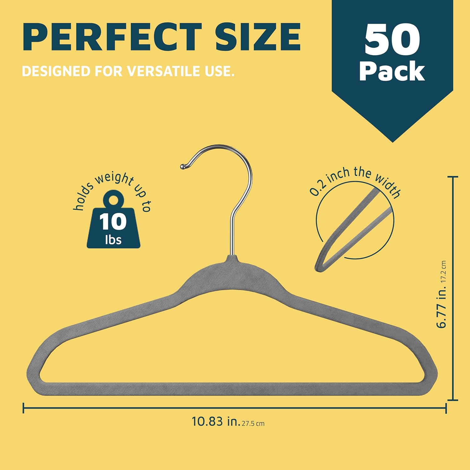 Lifemaster Velvet Kids Hangers, 50-Pack Non-Slip Baby & Toddler Clothes Hangers, Slim Space-Saving with Swivel Hook, Gary
