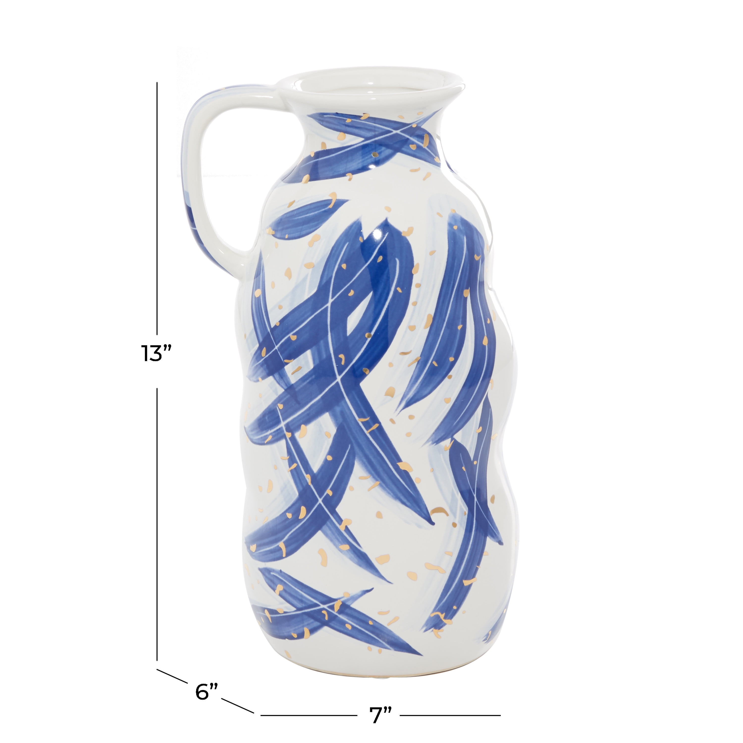 DecMode Blue Ceramic Contemporary Vase