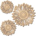 thumbnail image 1 of 3 piezas de flores de madera para decoración de pared, juego de decoración de pared con girasoles de madera, escultura de flores redondas ahuecadas, letrero de madera cortado con láser, adorno para, 1 of 8
