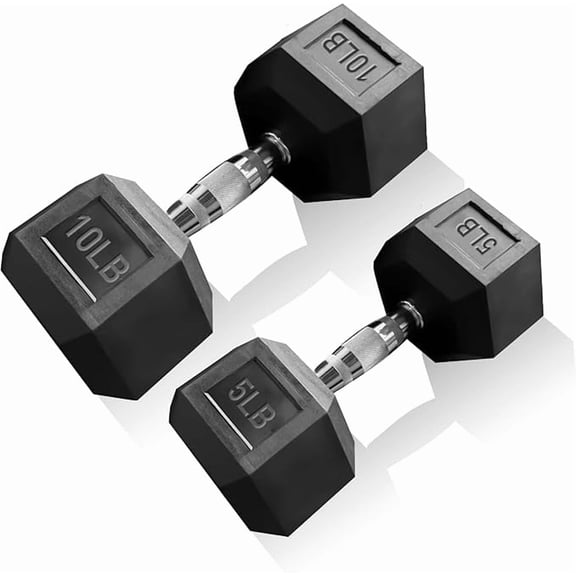 15-70LB Hex Dumbbell Set - Rubber Coated Heavy Duty Iron Weights, Multi-Size Options for Home Gym Strength Training & Muscle Building