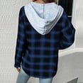 thumbnail image 5 of Flannel Plaid Jackets for Women Hoodie Button Up Shirt Shackets Long Sleeve Fashion Hooded Autumn Outerwear, 5 of 6