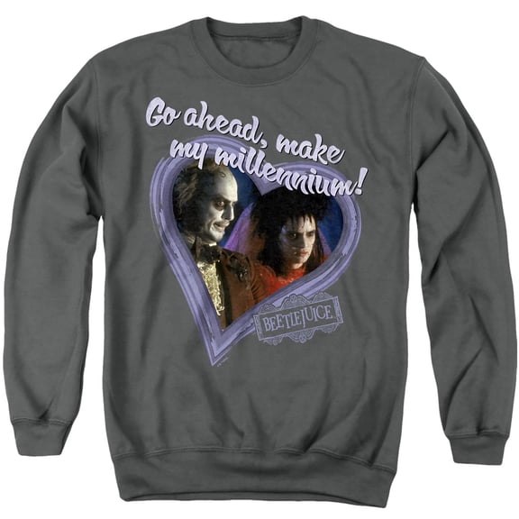 Beetlejuice Valentine Make My Millennium Unisex Adult Crewneck Sweatshirt, Charcoal, 2X-Large