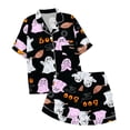 thumbnail image 5 of Pjs Sets for Women Comfortable Graphic Printed Satin Button Short Sleeve Top & Shorts Pajamas for Women, 5 of 5