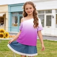 thumbnail image 2 of WRKEKC Girls Short Sleeve Tops Kids Star Print One Shoulder Short Sleeve Casual T-Shirt for Daily Wear 5-14 Years, 2 of 9
