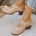 thumbnail image 3 of Modisza Sandals for Women 2026 Summer Ankle Strap Low Wedge Heel Slides Hollow Out Closed Toe Platform Slip on Walking Shoes Beige 6.5, 3 of 7