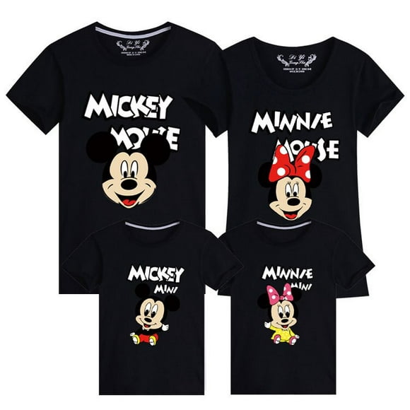 Disney Mickey Minnie Printed Family Matching Cartoon Clothes Dad Mom Kids T-shirts Father Son Daughter Top Clothing Family Sets