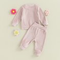 thumbnail image 4 of Gupgi Baby Fall Outfits Solid Color Long Sleeve Ribbed Tops Pants Set Winter Clothes for Boy Girl 0-24M, 4 of 8