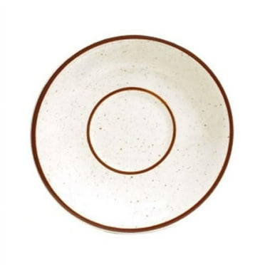 Tuxton China TBS-002 American 6 in. Bahamas Saucer - White with Brown Speckle  - 3 Dozen