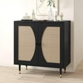 thumbnail image 5 of Catrimown Sideboard Buffet Cabinet, Kitchen Storage Cabinet with Rattan Doors, Accent Entryway Cabinet with Adjustable Shelves, Black, 5 of 5