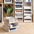 thumbnail image 2 of Stackable Wardrobe Storage Box Organizer, Plastic Wardrobe Shelves Closet Organiser Box, Pull Out Like a Drawer, Suitable,Foldable Plastic Baskets Bin for Home, Kitchen,Bedroom (White-3L), 2 of 8