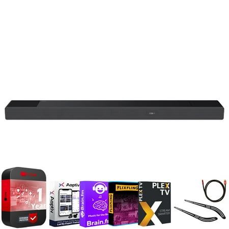 Sony 7.1.2ch 500W Dolby Atmos Soundbar DTS:X and 360 Reality Audio (HT-A7000) Bundle with Universal Soundbar Bracket Mount + HDMI Cable + Entertainment Essentials Bundle + 1 Year Protection Pack