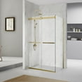 thumbnail image 2 of Vinnova Design Rectangle Double Sliding Frameless Shower Enclosure in Brushed Gold, 2 of 12